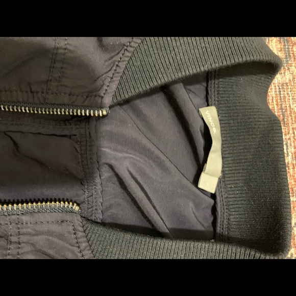 Vince Washed Shrunken Bomber Jacket Zip Navy Blue S - Picture 5 of 5